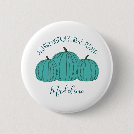 Blauwgroen pompoen Trick or treat Button (Voorkant)