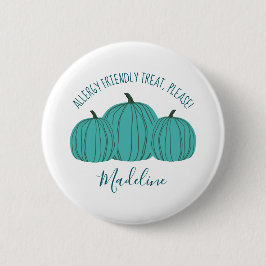 Blauwgroen pompoen Trick or treat Button