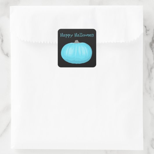 Blauwgroen pompoen vierkante sticker (Tas)