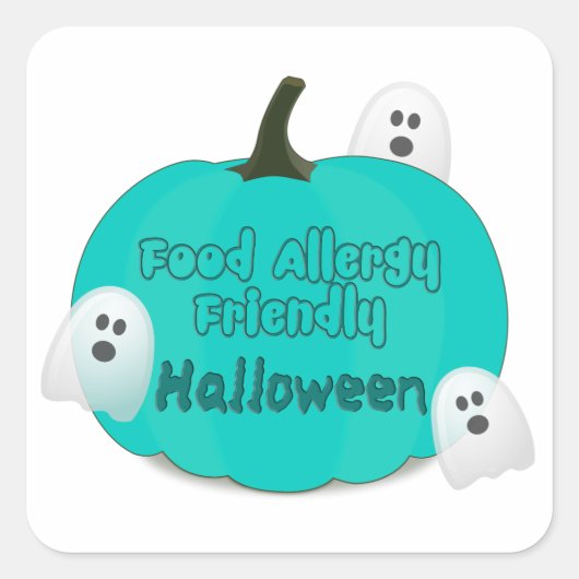 Blauwgroen Pompoen Voedsel Allergie Vriendelijk Ha Vierkante Sticker (Voorkant)