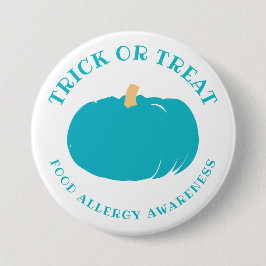 Blauwgroen pompoen Voedselallergie — Halloween Ronde Button 7,6 Cm