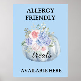 Blauwgroen pompoen Waterverf allergie vriendelijke Poster