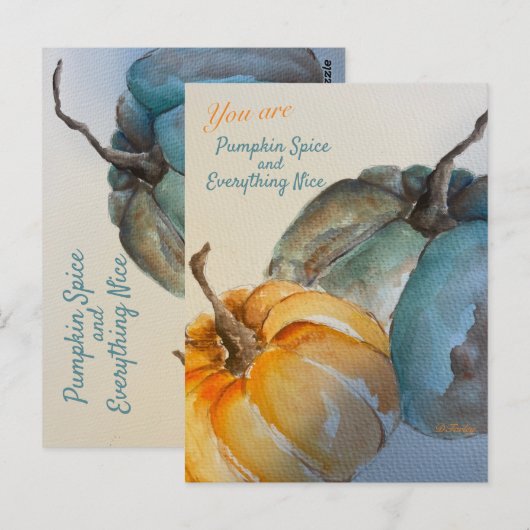 Blauwgroen pompoenBriefkaart Briefkaart (Voorkant / Achterkant)