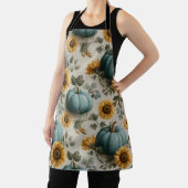 Blauwgroen pompoenen en gouden zonnebloemen schort (Insitu)