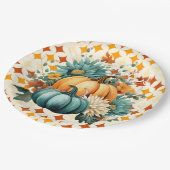 Blauwgroen pompoenen papieren bordje (Gekanteld)