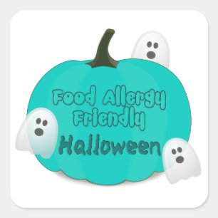 Blauwgroen pompoenvoeding Allergy Friendly Hallowe Vierkante Sticker