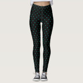 Blauwgroen poolpuntpatroon op uw achtergrondkleur leggings (Voorkant)