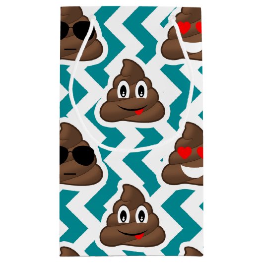 Blauwgroen Poop Emoji Pattern Klein Cadeauzakje (Achterkant)