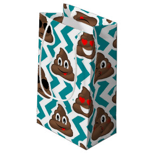 Blauwgroen Poop Emoji Pattern Klein Cadeauzakje