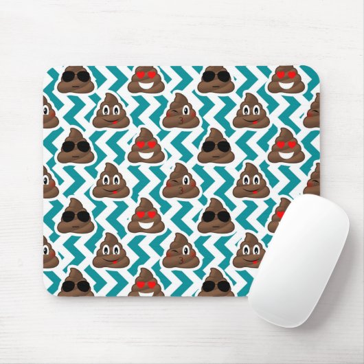 Blauwgroen Poop Emoji Pattern Muismat (Met muis)