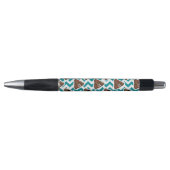 Blauwgroen Poop Emoji Pattern Pen (Voorkant)