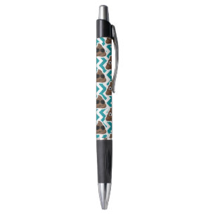 Blauwgroen Poop Emoji Pattern Pen