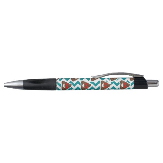 Blauwgroen Poop Emoji Pattern Pen (Bovenkant)
