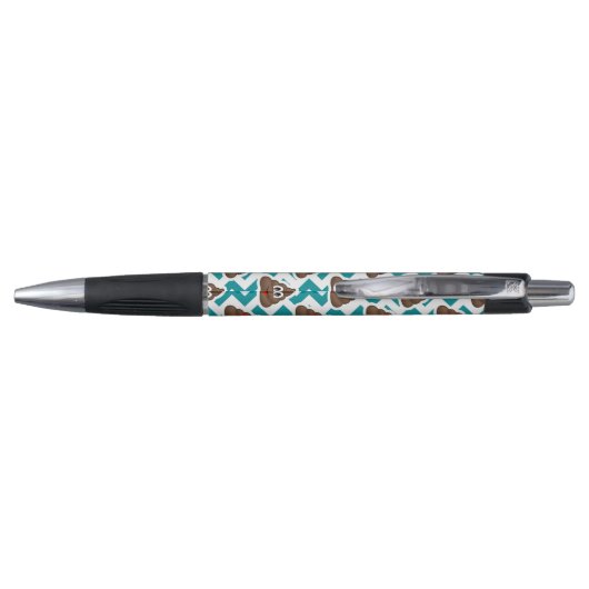 Blauwgroen Poop Emoji Pattern Pen (Achterkant)