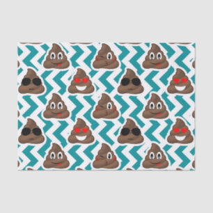 Blauwgroen Poop Emoji Pattern Tissuepapier