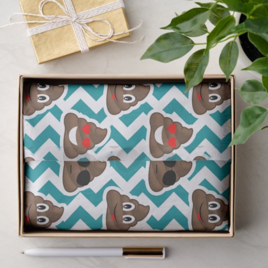 Blauwgroen Poop Emoji Pattern Tissuepapier (Geschenk)