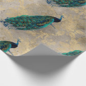 Blauwgroen portemonnees op goud cadeaupapier (Hoek)