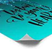 Blauwgroen Poster Glitter Inspirerend Quote (Hoek)