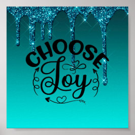Blauwgroen Poster Glitter Inspirerend Quote