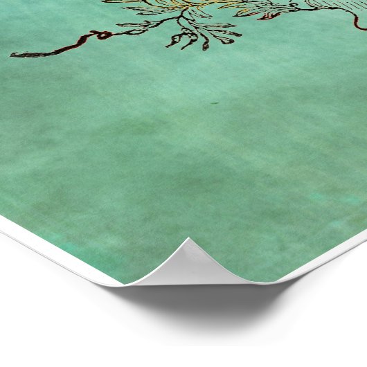 Blauwgroen Poster Stag Head (Hoek)