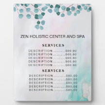 Blauwgroen prijsmenu Eucalyptus Spa Salon Services