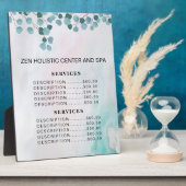 Blauwgroen prijsmenu Eucalyptus Spa Salon Services Fotoplaat (Zijkant)