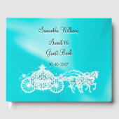Blauwgroen Princess Coach & Horses Sweet 16 Gastenboek (Voorkant)