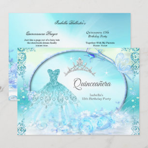 Blauwgroen prinses Quinceanera Magical Dress Kaart