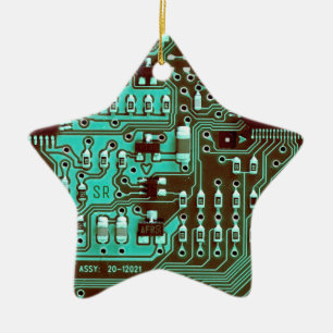 Blauwgroen printplaat Geek PCB Aangepast Keramisch Ornament