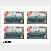 Blauwgroen productlabels: kleurrijke bloemen Initi Rechthoekige Sticker (Vel)