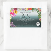 Blauwgroen productlabels: kleurrijke bloemen Initi Rechthoekige Sticker (Tas)