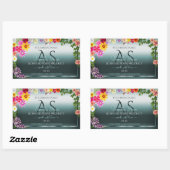 Blauwgroen productlabels: kleurrijke bloemen met I Rechthoekige Sticker (Vel)