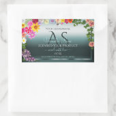 Blauwgroen productlabels: kleurrijke bloemen met I Rechthoekige Sticker (Tas)