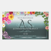 Blauwgroen productlabels: kleurrijke bloemen met I Rechthoekige Sticker (Voorkant)