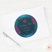Blauwgroen productlabels Paarse Red Hawaiian Flowe Ronde Sticker (Envelop)