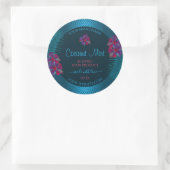 Blauwgroen productlabels Paarse Red Hawaiian Flowe Ronde Sticker (Tas)