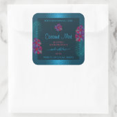 Blauwgroen productlabels Paarse Red Hawaiian Flowe Vierkante Sticker (Tas)
