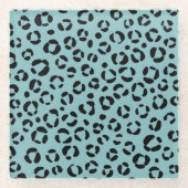 Blauwgroen proefdruk glazen onderzetter (Voorkant)