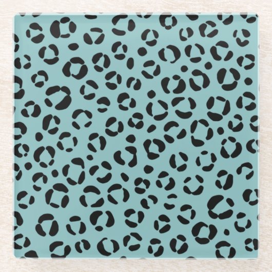 Blauwgroen proefdruk glazen onderzetter (Voorkant)