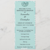 Blauwgroen programma Damask Wedding Programmakaart (Voorkant)