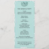 Blauwgroen programma Damask Wedding Programmakaart (Achterkant)