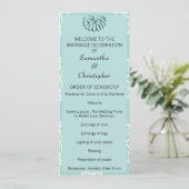 Blauwgroen programma Damask Wedding Programmakaart (Staand voorkant)