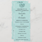 Blauwgroen programma Damask Wedding Programmakaart (Voorkant / Achterkant)