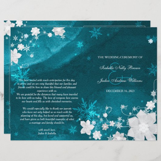 Blauwgroen programma Turquoise Winter Wedding Bi F (Voorkant / Achterkant)