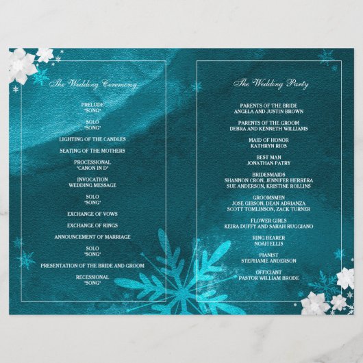 Blauwgroen programma Turquoise Winter Wedding Bi F (Achterkant)