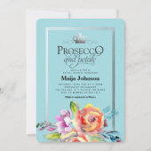 Blauwgroen Prosecco en Petals Bridal Shower Invita Kaart (Voorkant)