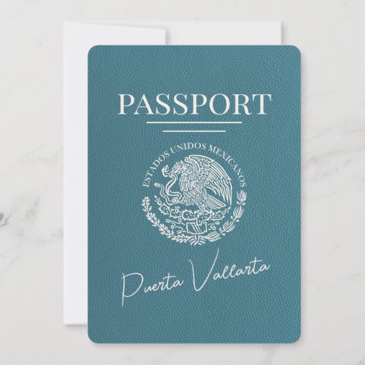 Blauwgroen Puerta Vallarta Passport bruiloft Kaart (Achterkant)