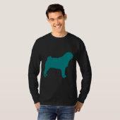 Blauwgroen Pug Silhouet Classic T-shirt 708 (Voorkant volledig)