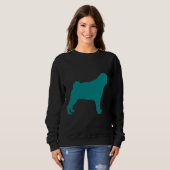 Blauwgroen Pug Silhouet Classic T-shirt 708 (Voorkant volledig)
