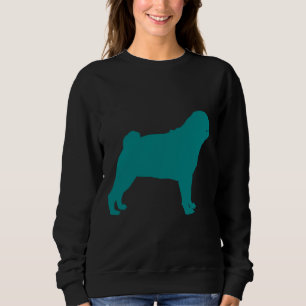 Blauwgroen Pug Silhouet Classic T-shirt 708